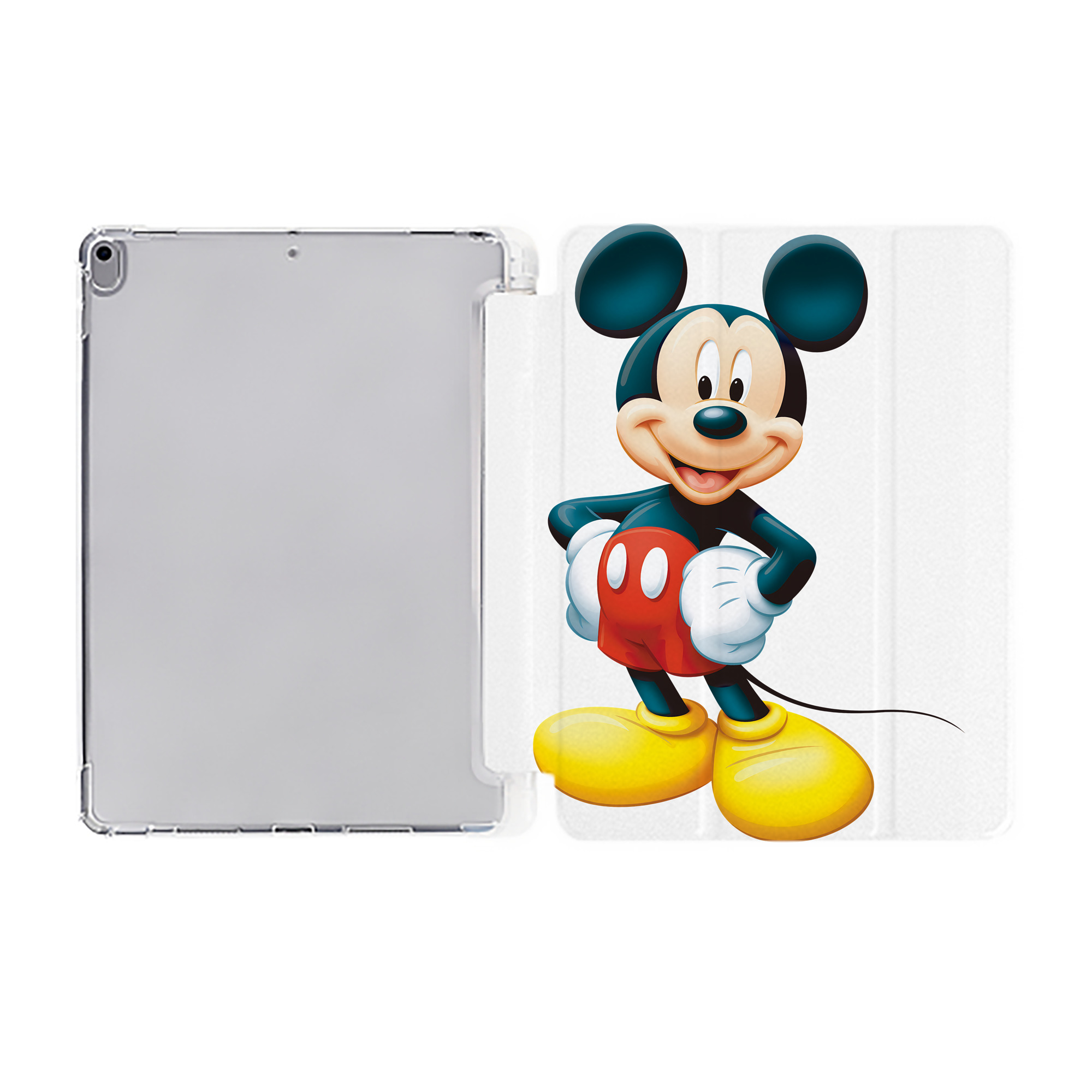 （画像用） ミッキーマウス Mickey Mouse IPad ケース ペン収納付き 三つ折りスタンド PUレザー×シリコン 対応機種9.5/10.5/10.9インチ